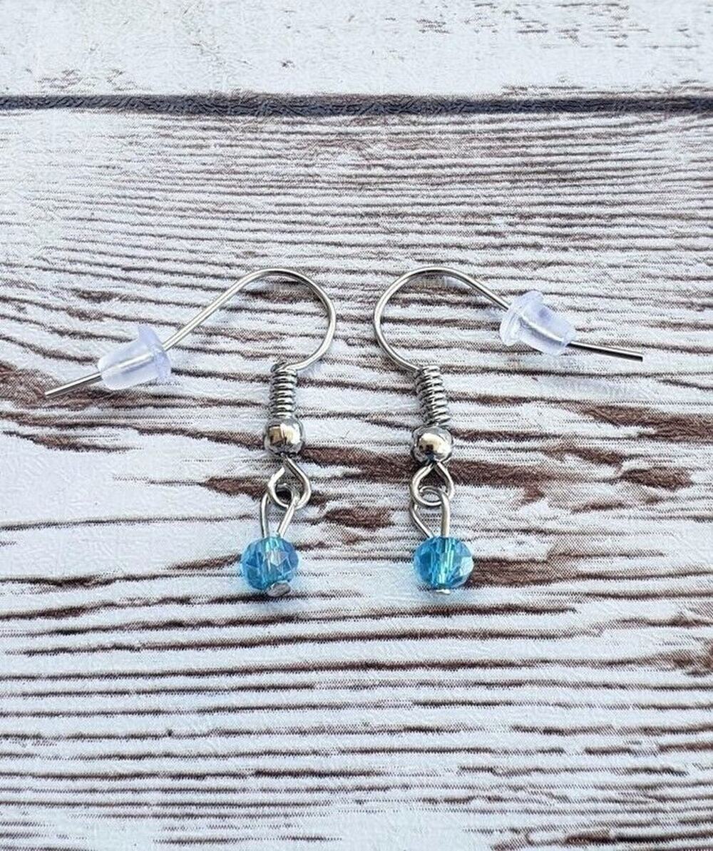 Blue Beaded Simple Dangle Earrings - New